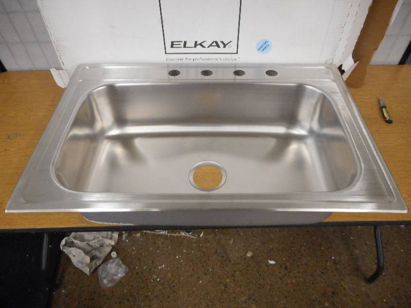 Signature Top Mount Stainless Steel 33 in. 4-Hole Single Bowl Kitchen Sink