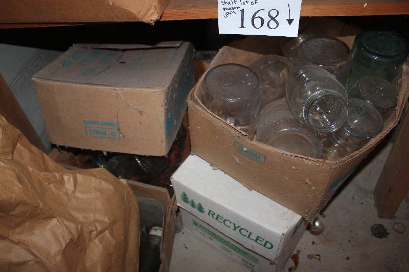Shelf Lot of Mason Jars
