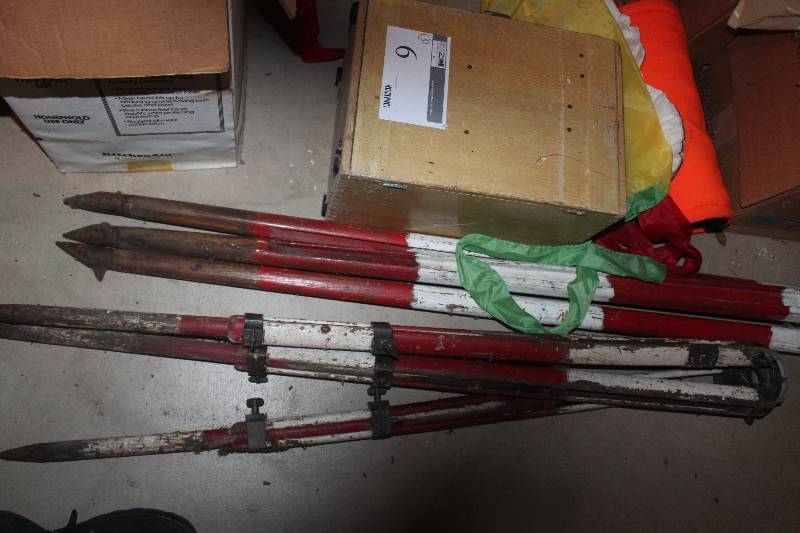 Lot of (3) Surveying Tools Including 6 Transit (repaired) Survey Index Sticks