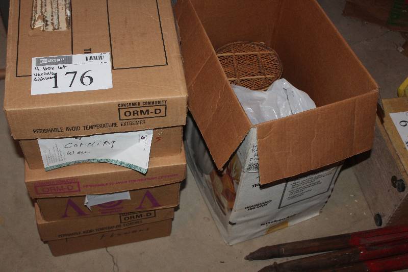 Lot of (4) Boxes of Various Dishware