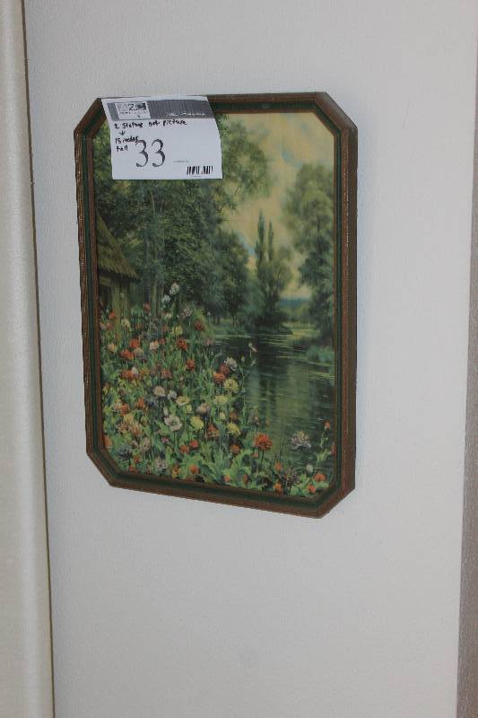 Lot of (3) House Decorations Including 2-15 Statues Framed Wall Art