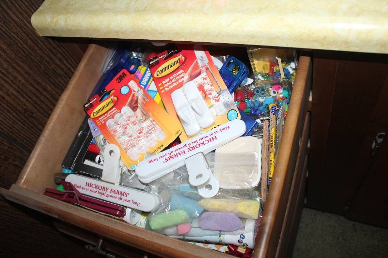 Contents of 4 Drawers Including Household Items Iron