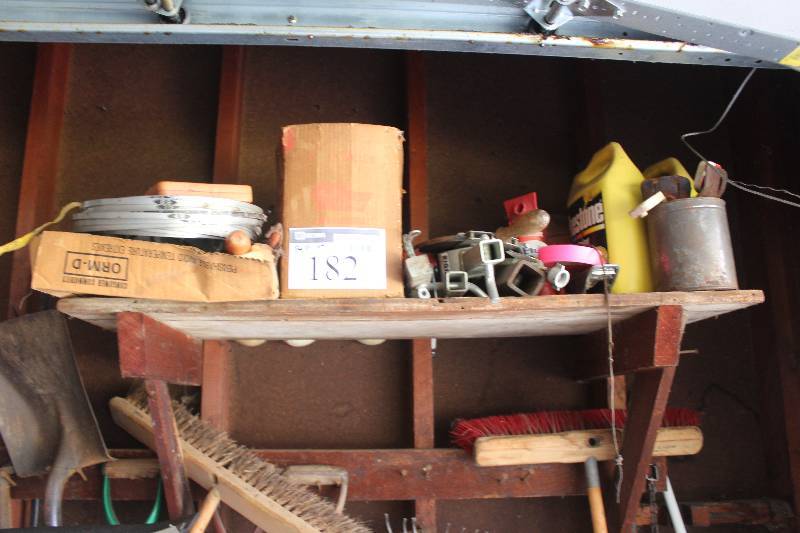 Shelf Lot of Tools, Sports Equipment