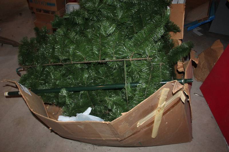 Box Lot of Christmas Tree and Hanging Branches