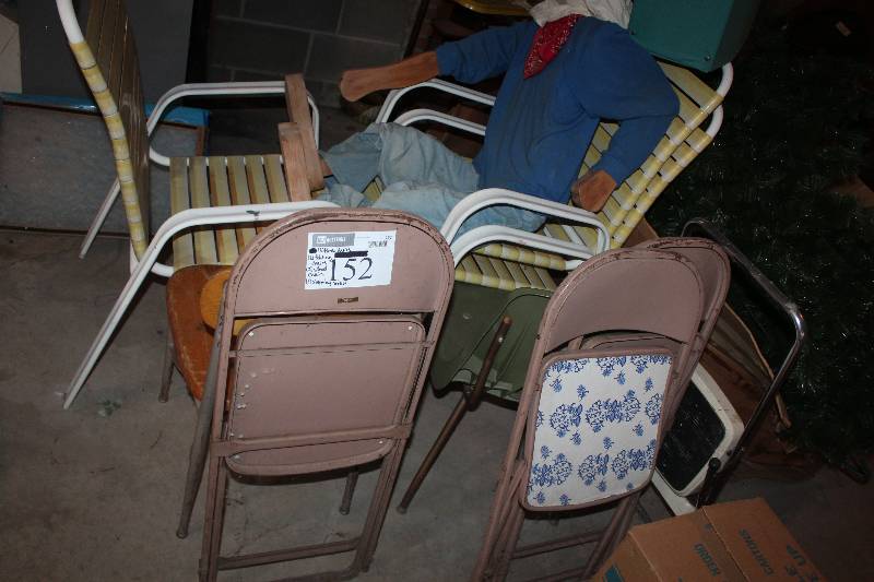 Lot of (8) Chairs Including 3-Porch 2-Folding 2-School 1-Stepping Stool