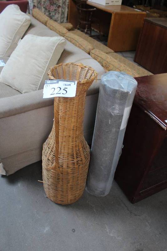lot 225 image: Lot of (2) House Decorations Including Carpet Wicker Vase