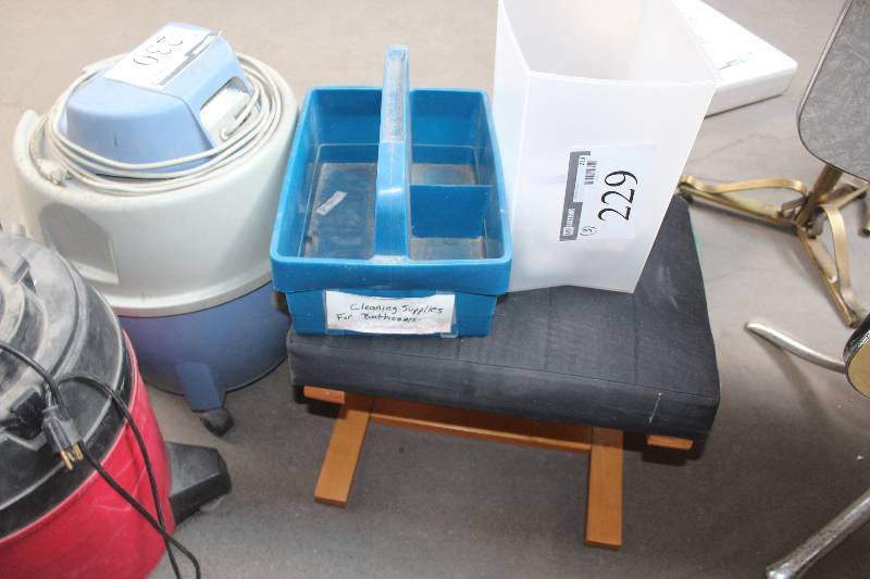 lot 229 image: Lot of (3) Household Items Including Bins Stool