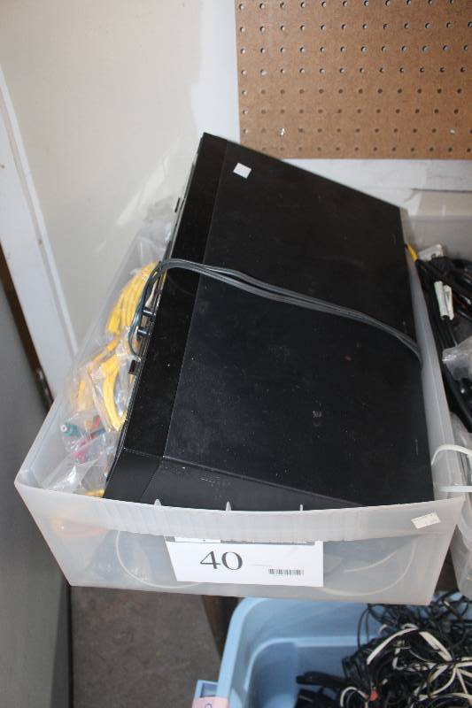 lot 40 image: Box Lot of Electronic Equipment Including Computer Cables Cassette Player