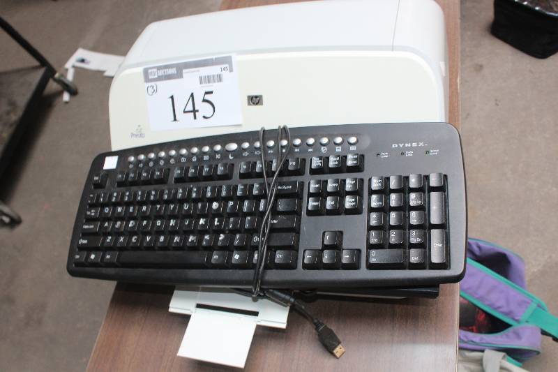 lot 145 image: Lot of (3) Computer Equipment Including 2-Keyboards HP A10 Printing Mailbox