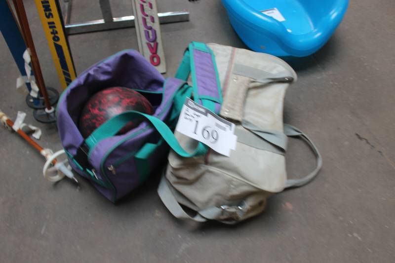 lot 169 image: Lot of Bowling Equipment Including 2-Bags 3-Balls