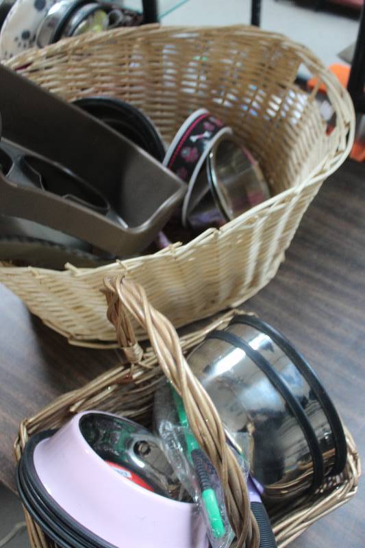 lot 136 image: Lot of (2) Baskets of Dog Products