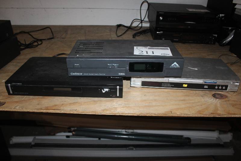 lot 211 image: Lot of (3) Electronic Equipment Including ComStream Panasonic DVD Player Joytech AV Center