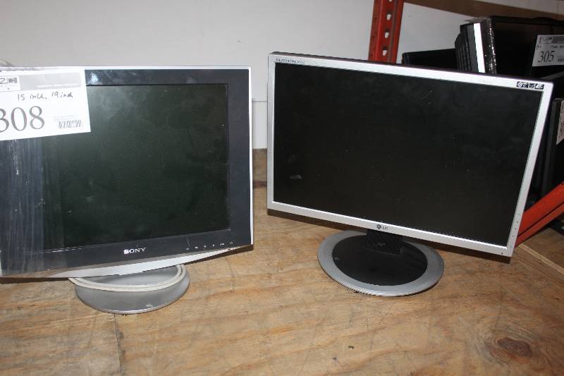 lot 308 image: Lot of (2) Monitors LG 15, Sony 19