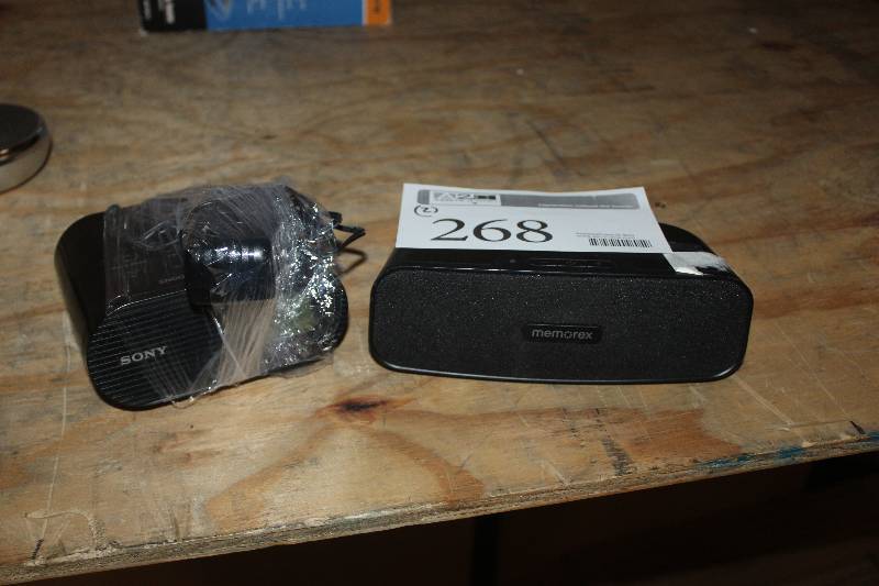 lot 268 image: Lot of (2) Electronic Equipment Including Memorex Universal Wireless Speaker Sony FM Clock Radio