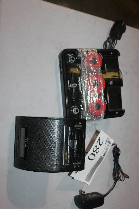 lot 280 image: Lot of (2) Electronic Equipment Including Merkury Innovations DJ Mixing Station iHome iPod Docking Station