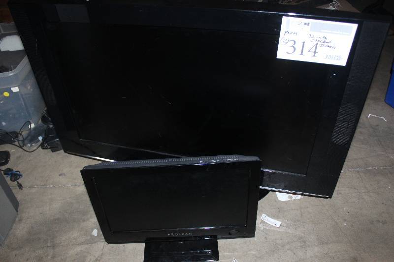 lot 314 image: Lot of (2) Electronic Equipment Including Samsung TV Cracked Screen Proscan Monitor