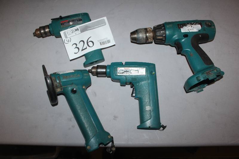 lot 326 image: Lot of (4) Makita Cordless Tools Including 1-Grinder 3-Drills