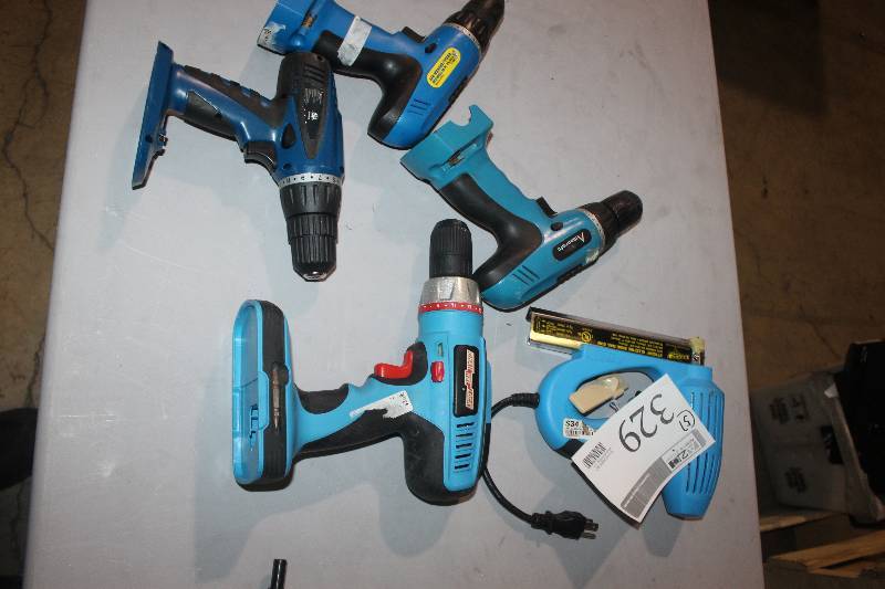 lot 329 image: Lot of (5) Channel Lock Tools Including 1-Brad Nail Gun 4-Drills