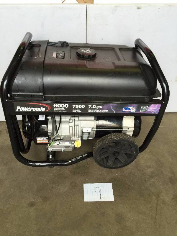 lot 9 image: Powermate PM0126000, 6000 Watt Portable Generator tested works