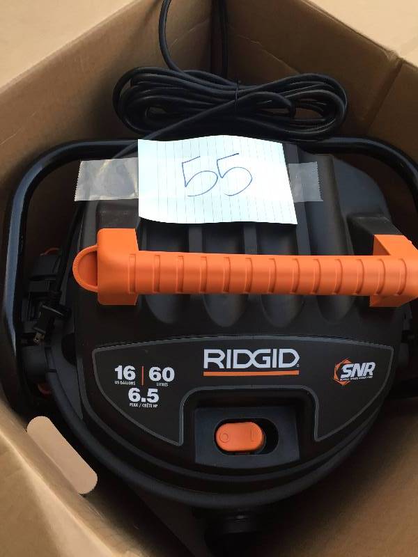 lot 55 image: Ridgid 16-gal. Stainless Steel WetDry Vacuum New