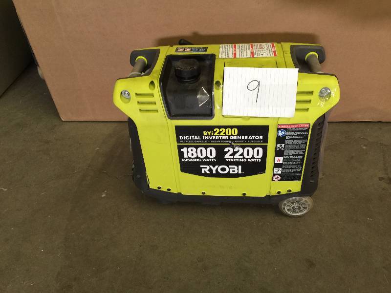 lot 69 image: Ryobi 2,200-Watt Green Gasoline Powered Digital Inverter Generator used tested works