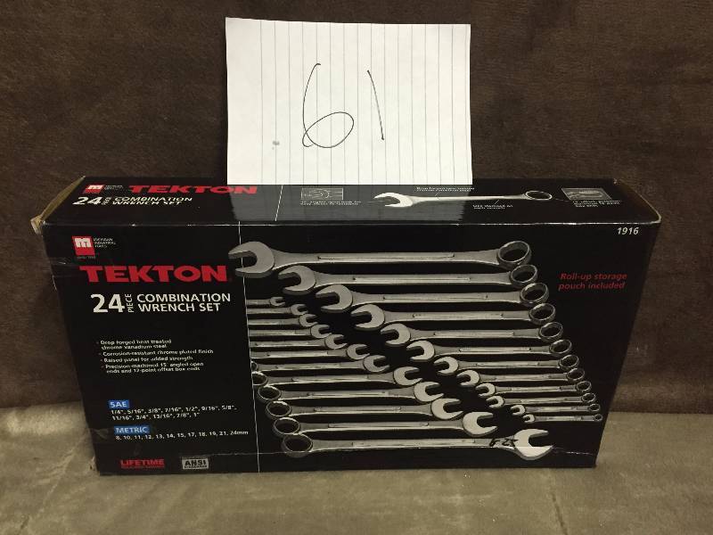 lot 61 image: TEKTON 1916 Combination Wrench Set, SAEMetric, 24-Piece