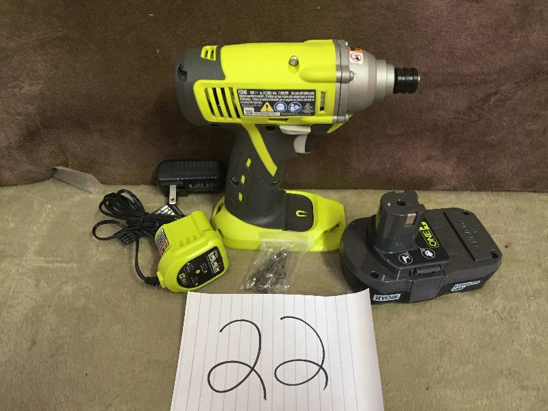 lot 22 image: Ryobi P1870 18V Impact Driver Kit in Like New Condition