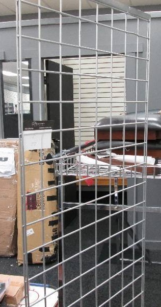 2 metal displays one vertical, 1 ho...