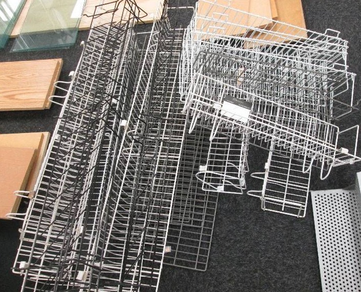 Large lot metal basket shelving...