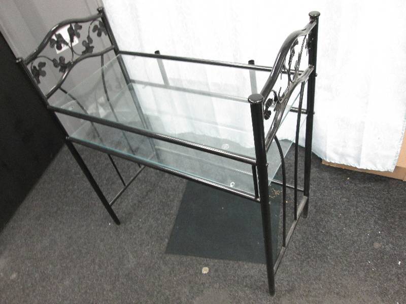 Metal frame glasstop shelf 34 x 17...