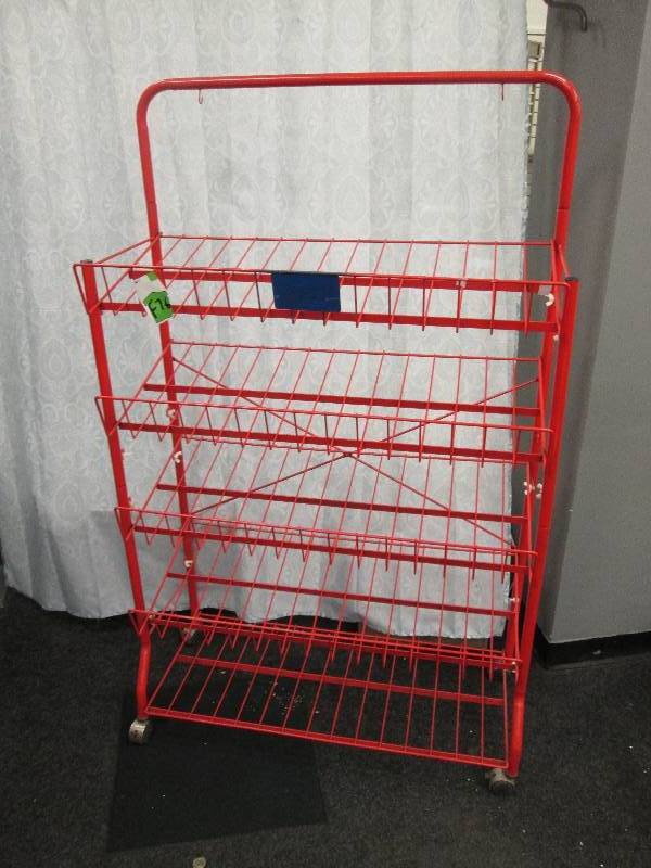 red metal display rack 38 wide 4...