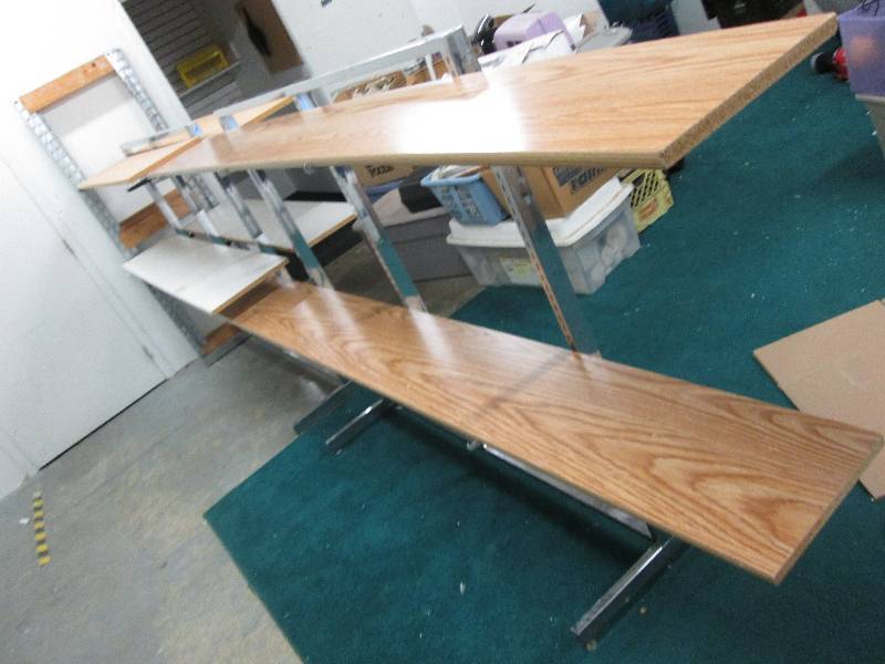 2 metal shelf frames with metal bra...