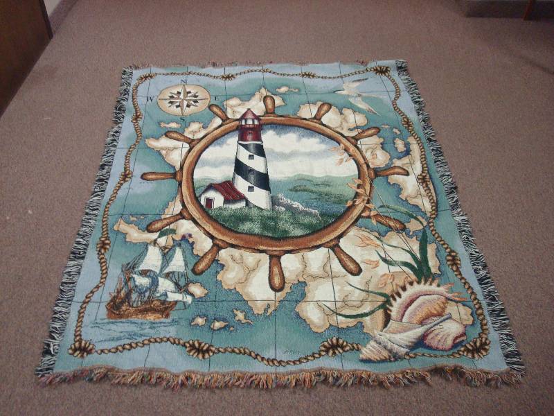 lot 56 image: Nautical Light House Throw Blanket, Good Condition