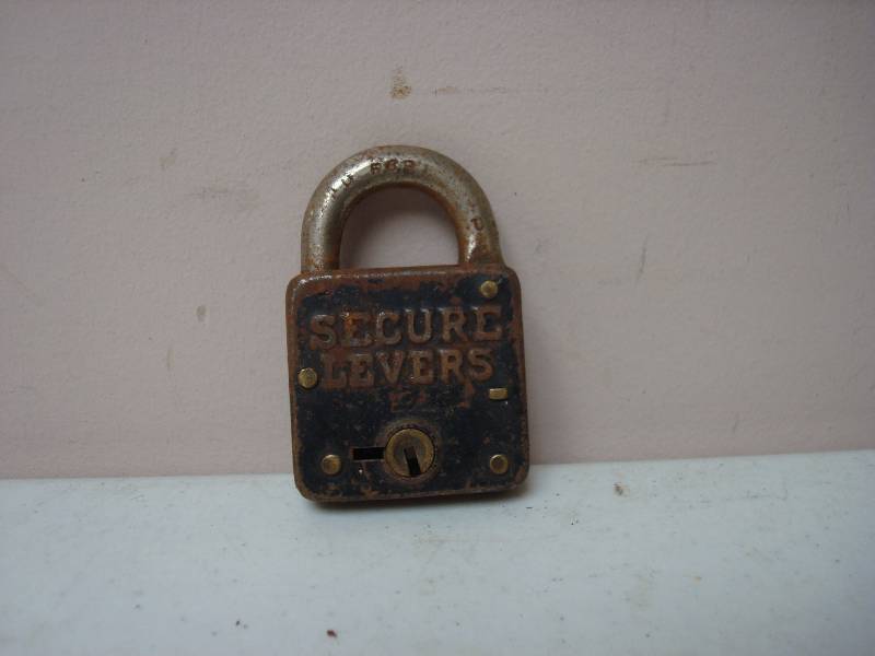 lot 75 image: Vintage Secure Levers Lock, Shows Wear, No Key