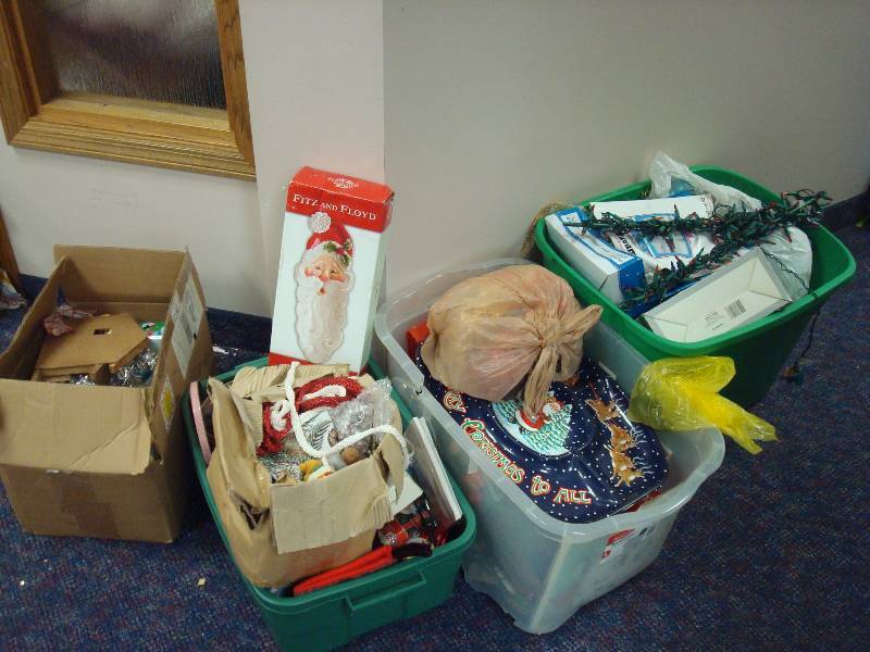 lot 135 image: Four Bins Of Mixed Christmas Items