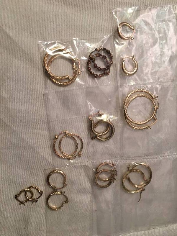 10 Pair Goldtone Hoop Earrings Set