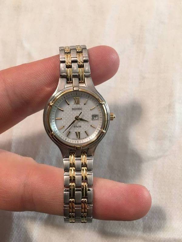 Seiko Womens Solar Two-Tone Bracelet Watch Retail $250