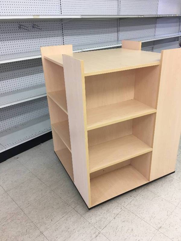 tan square display shelf