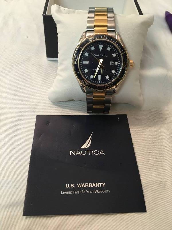 Nautica Mens Two-Tone Stainless Steel Bracelet