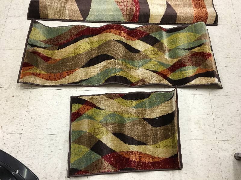 Modern Waves Design 3pc Rug set