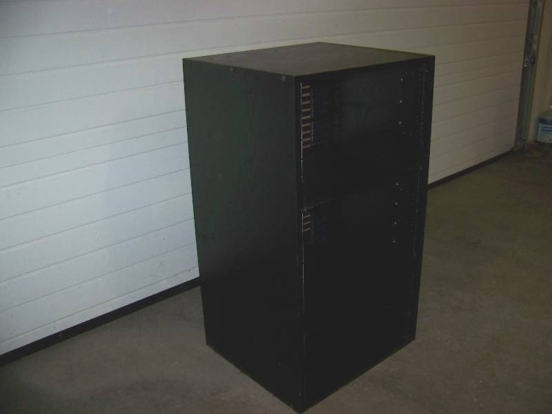 lot 89 image: Mid-Sized, Wood Encased, Computer  Server  Audio and Video Equipment Rack