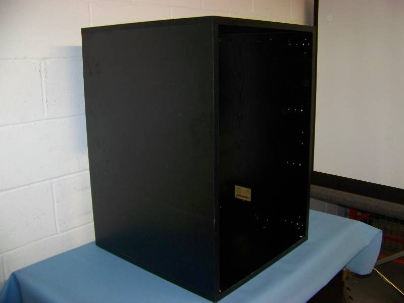 lot 85 image: Mid-Sized, Wood Encased, Computer  Server  Audio  Video Equipment Rack