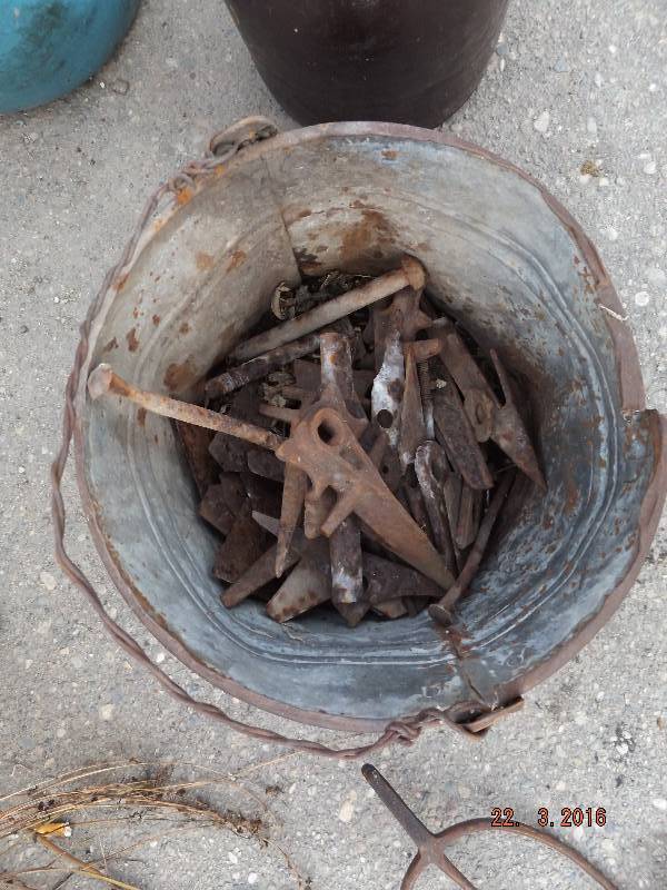 Antique Galvanized Pail & Contents