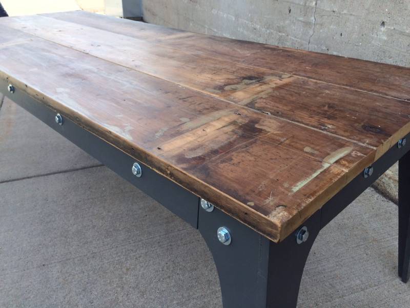 lot 4 image: Salvaged Large Industrial Primitive Designer Dining Table