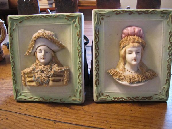 Two Made in Occupied Japan small wall busts