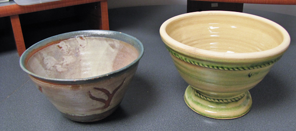 two local artisan pottery planters
