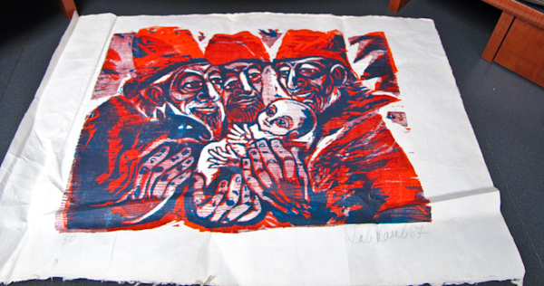 three wise men and jesus cloth print