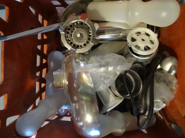 Box of misc generic meat grinder parts