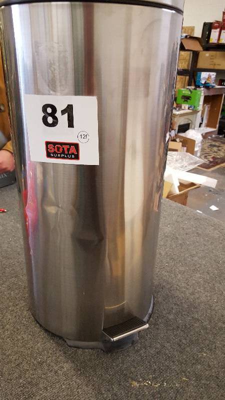 lot 81 image: alcove Brushed Stainless Steel Round Trash Cans Set of 2