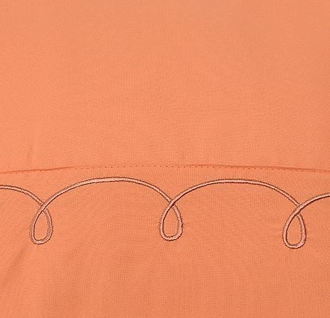 lot 138 image: Cozelle Microfiber Halo Embroidered Hem Six-Piece Sheet Set  PEACH CAL KING